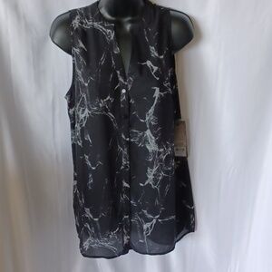 Ruff Hewn Grey Sleeveless Long Tunic  Size M, semi-sheer